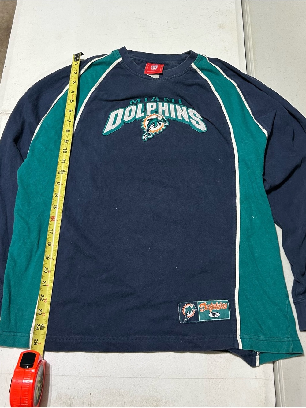 Miami Dolphins Men's NFL Team Apparel Football Vintage Logo Long Sleeve Size L